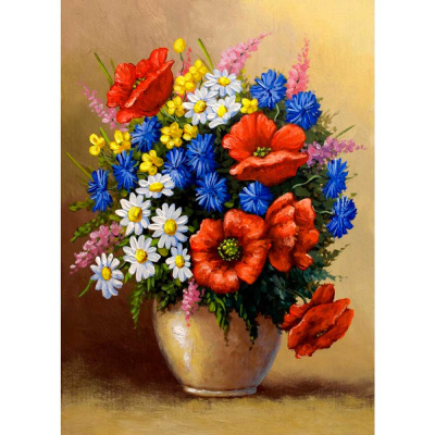 Алмазная мозаика Пёстрый букет 30х40 см полное заполнение Рыжий кот НД-0559 1